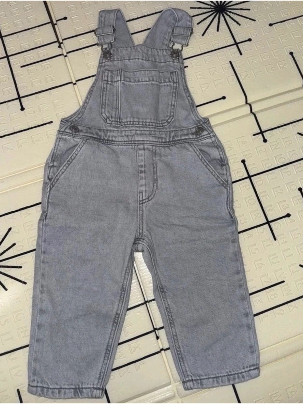Zara Gray Denim Overalls - Classic Adjustable Straps- Size 12/18M